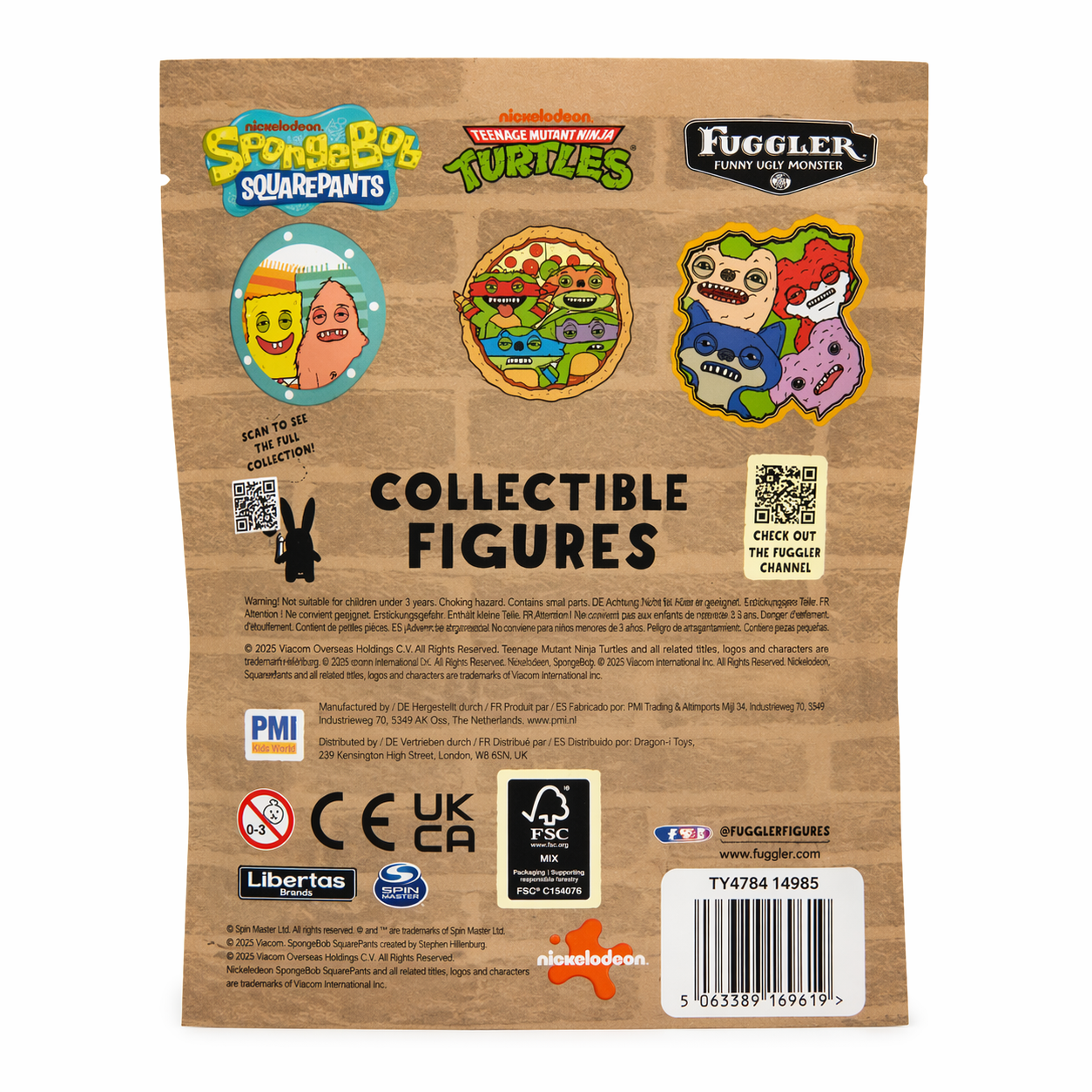 Fuggler Funny Ugly Monster mystery bag back packaging showing collectible figures information and branding details