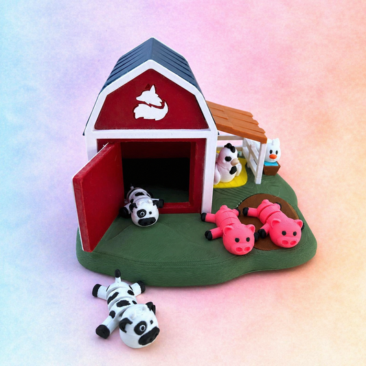 3D printed farm and animal toy set for autism and ADHD including sensory animals and barn, perfect for imaginative play, classroom learning and SEN resources