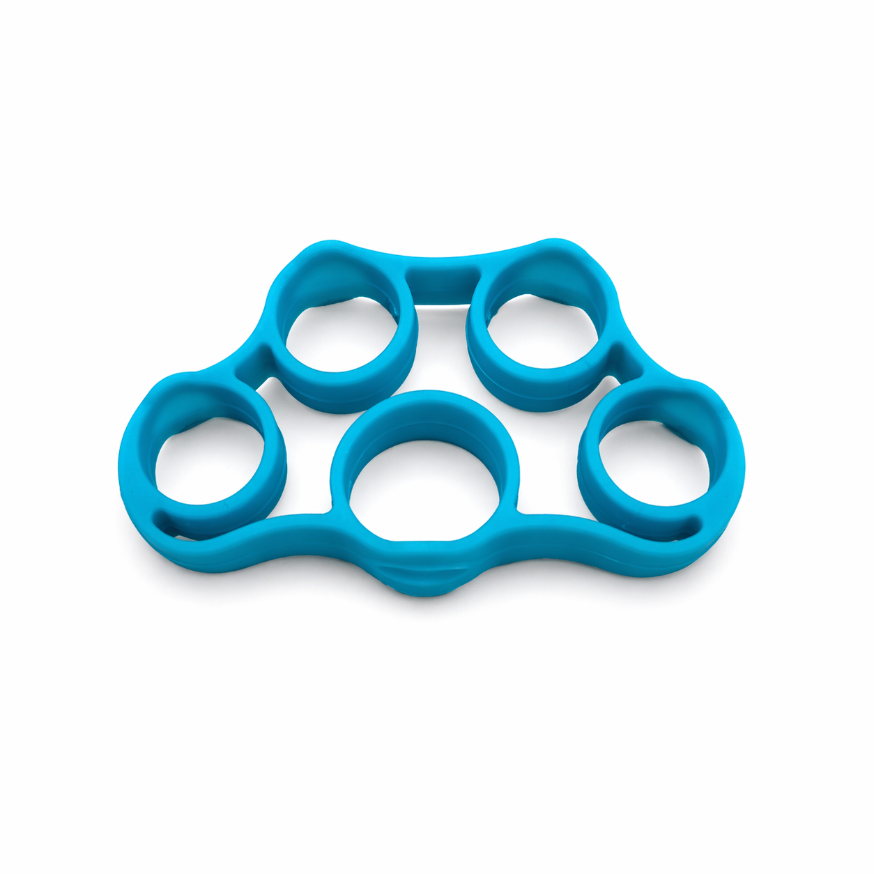 Blue silicone finger fidget grip with multiple loops for hand exercise and sensory use