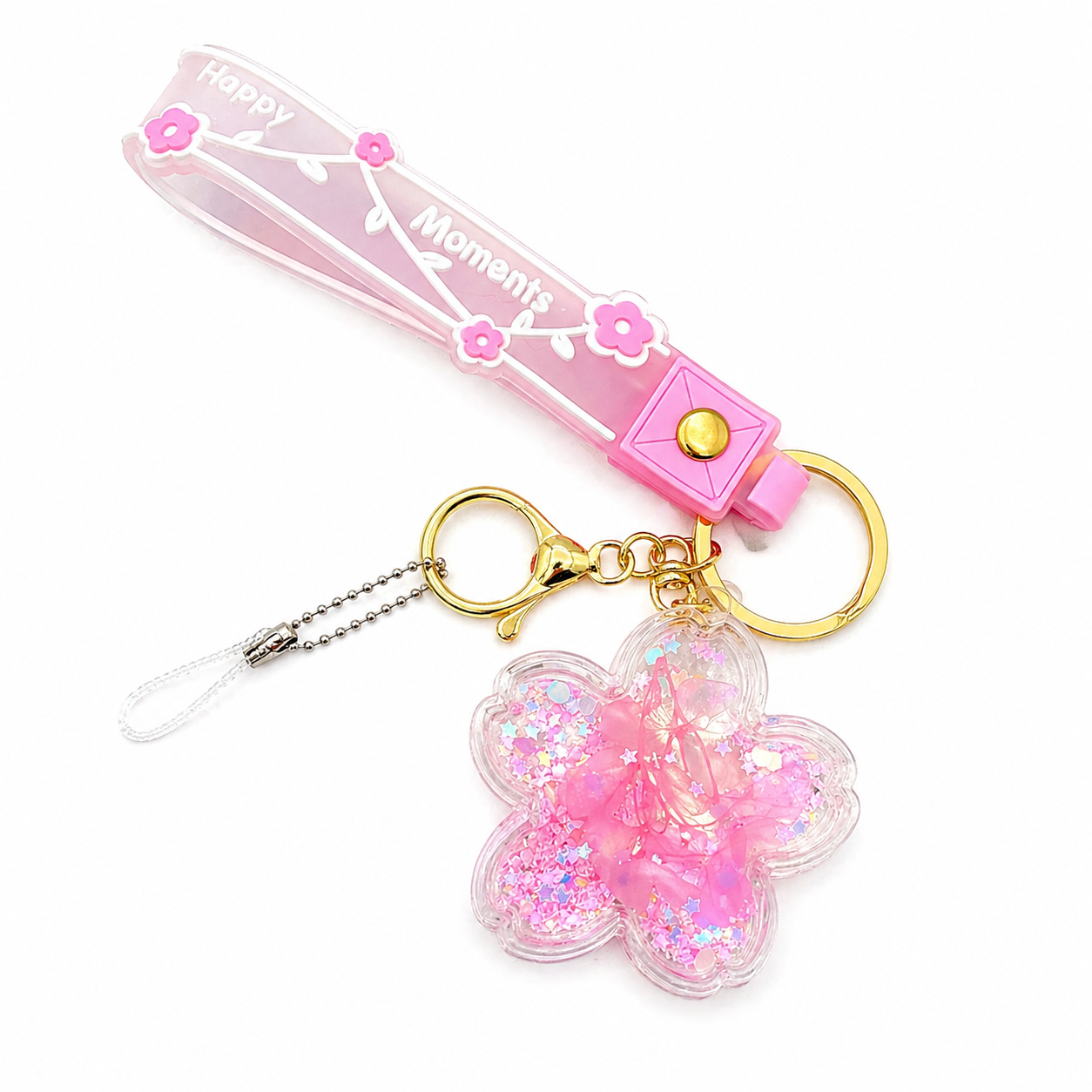 Cute teddy bear keyring with sensory charm for ADHD and autism, calming fidget toy with glitter liquid design