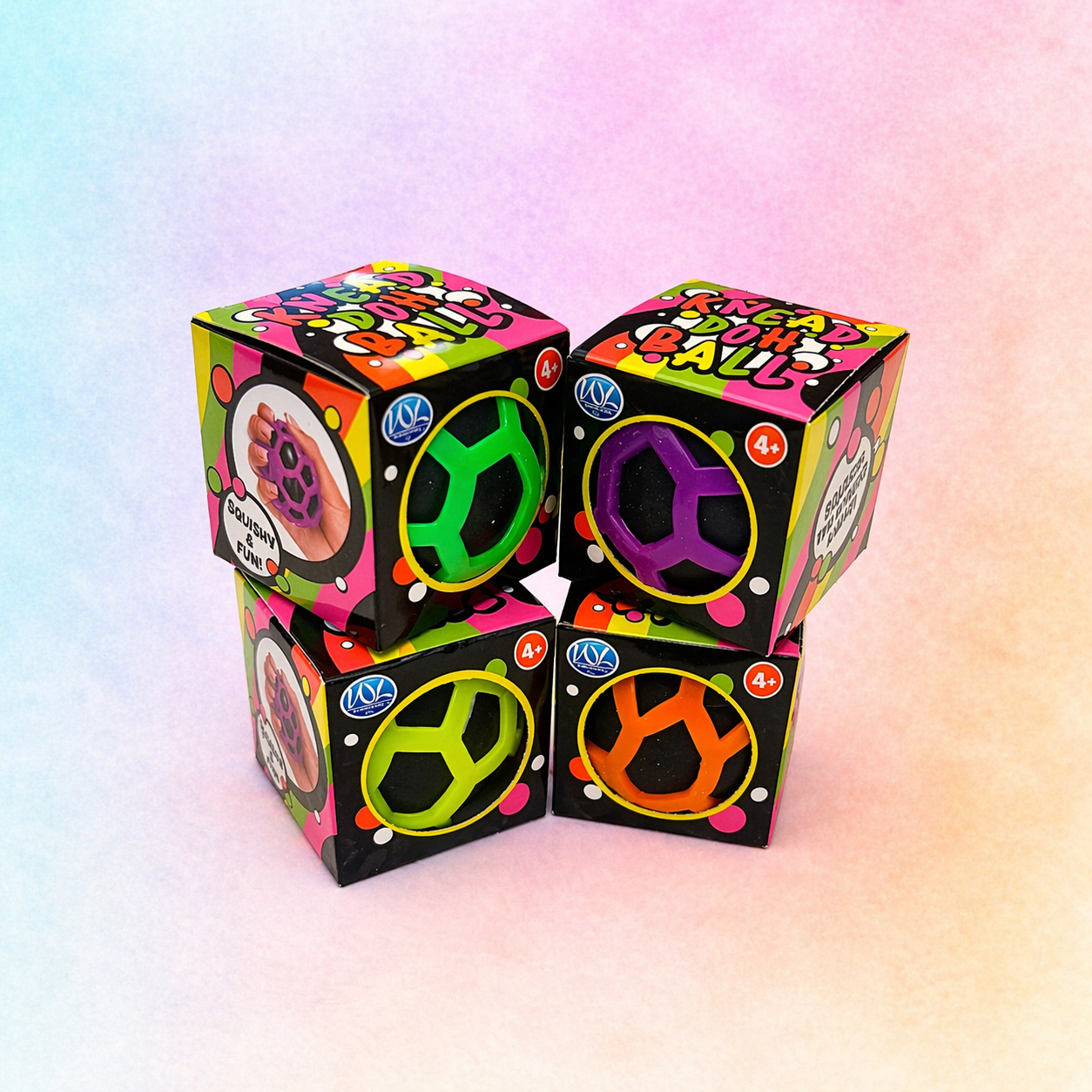 Knead doh ball fidget toy in bright colours for ADHD and autism, squishy stress ball for sensory play and calming