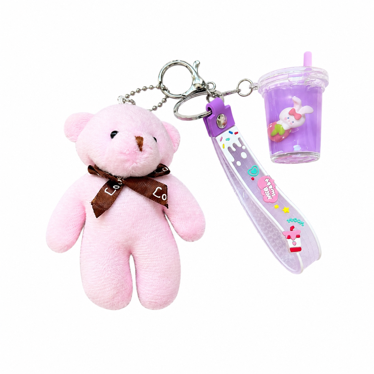 Plush teddy keychain with moving sensory charm, perfect for anxiety relief, focus and everyday use