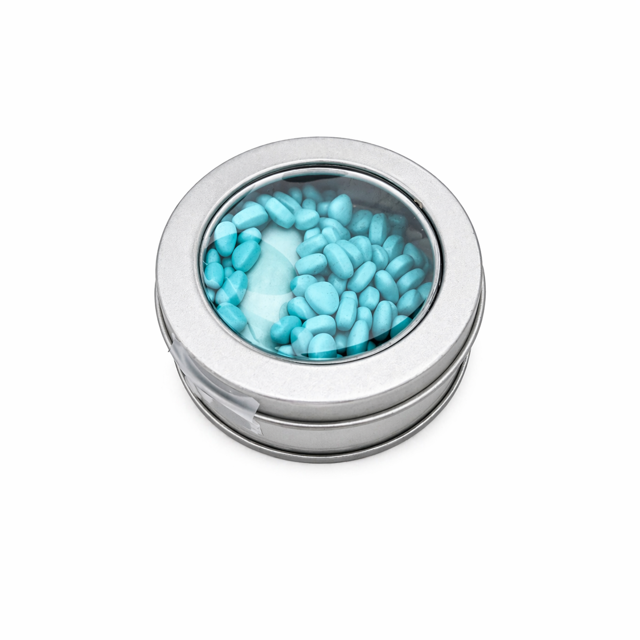Turquoise magnetic slime in metal tin with clear lid for ADHD sensory support