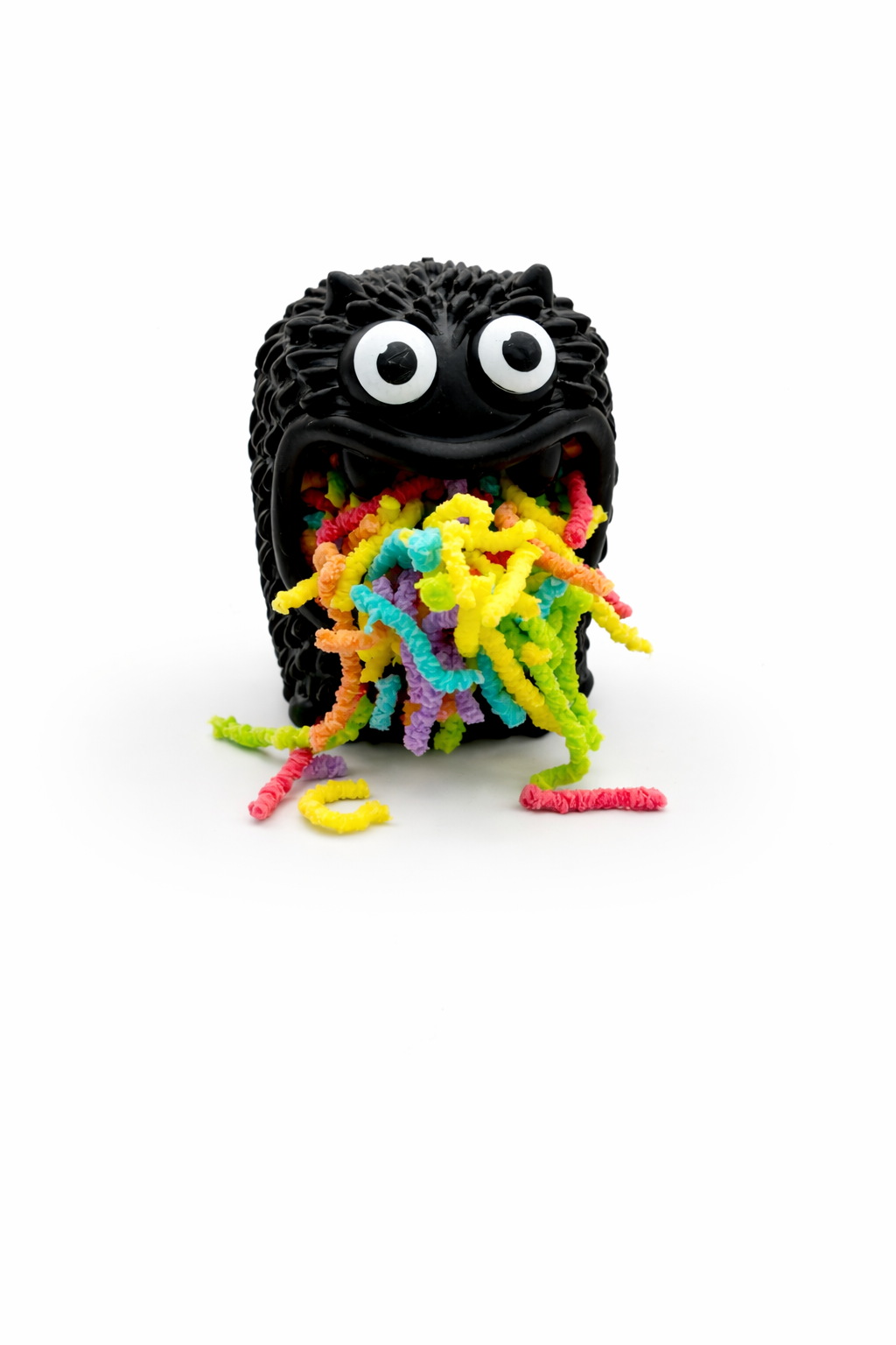 Squidgy monster fidget toy with bright stretchy worms spilling out for sensory play and stress relief