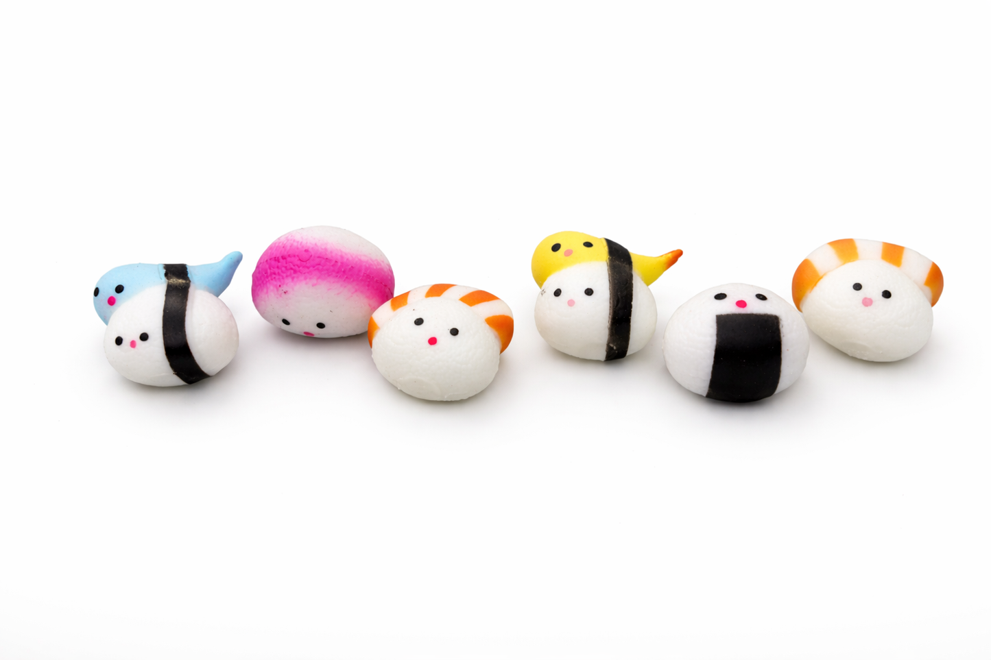 Assorted squishy sushi characters slow rising sensory toys with cute faces