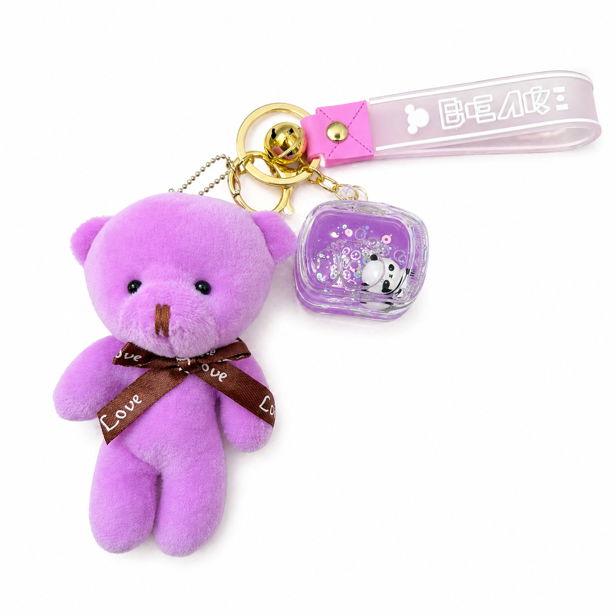 Plush teddy keychain with moving sensory charm, perfect for anxiety relief, focus and everyday use
